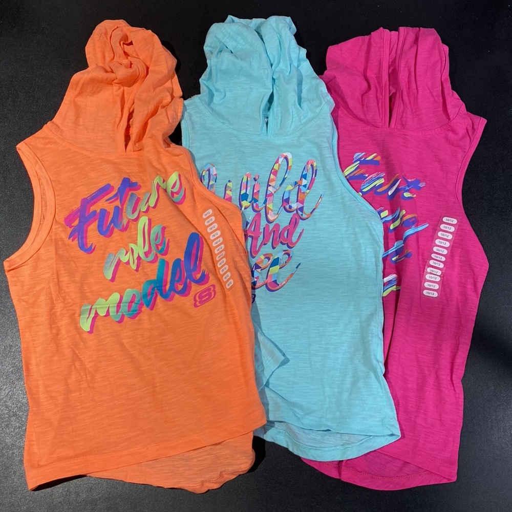 Three Skechers Active Hooded Tank Tops